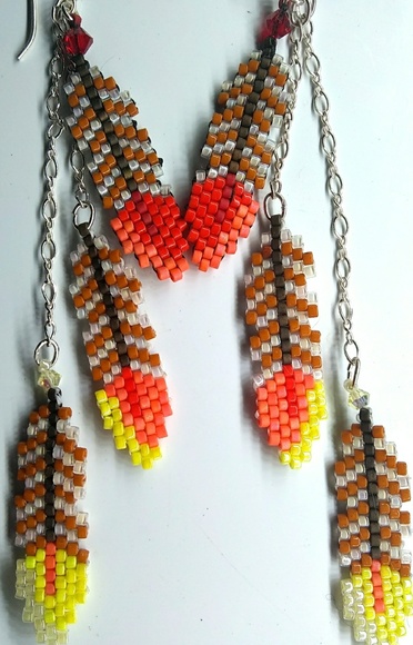 Hand Crafted Jewelry - ⭐Sold at Glen Rose Expo🌟 Feathers Long Earrings